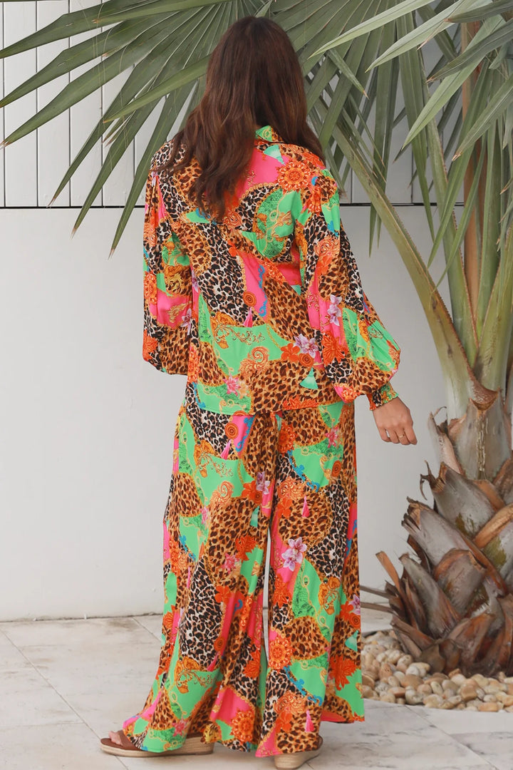 Vera Shirt - Pink Green Floral Leopard Print | Dreamcatcher