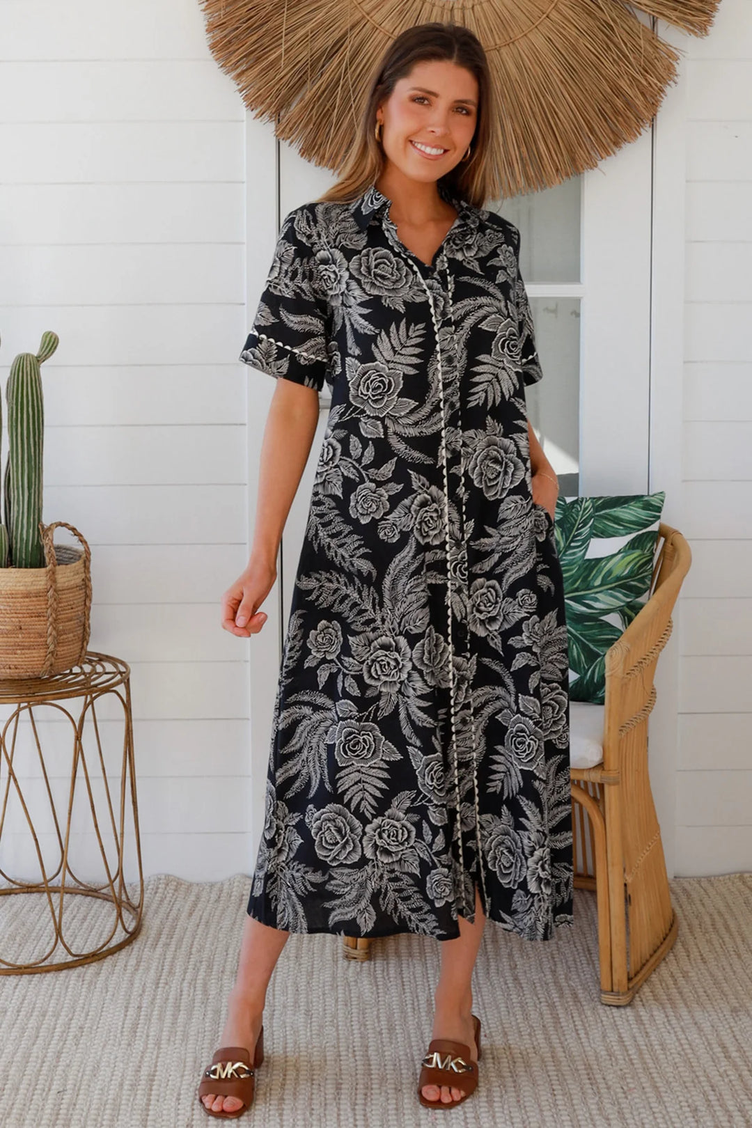 Willow Shirt Dress – Black Floral