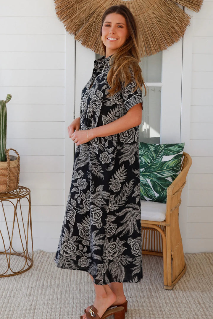 Willow Shirt Dress – Black Floral