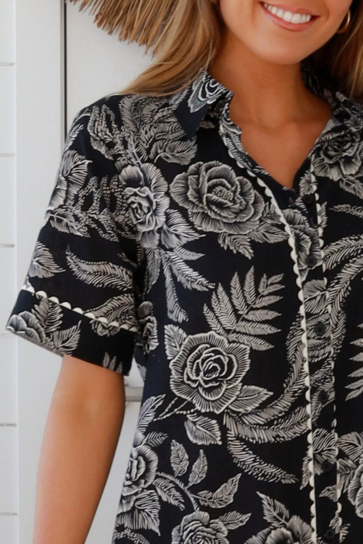 Willow Shirt Dress – Black Floral