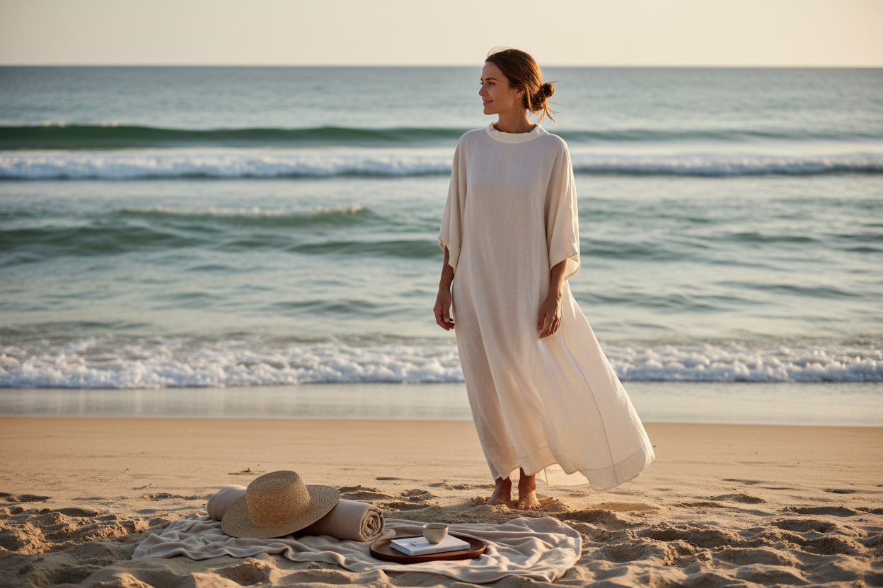 Home page women's casual fashion on a beach